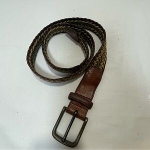 Vintage Orvis Braided Green Brown Tan Leather Belt Made In USA Size 34. Used.